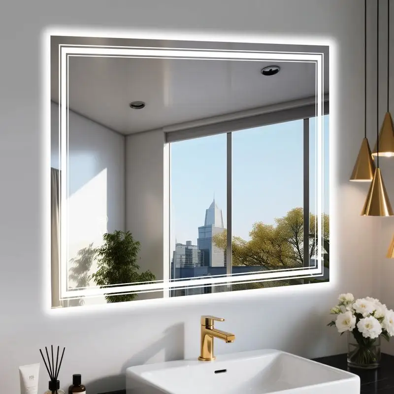 

40x30 Inch Frameless LED Smart Bathroom Mirror with Touch Control