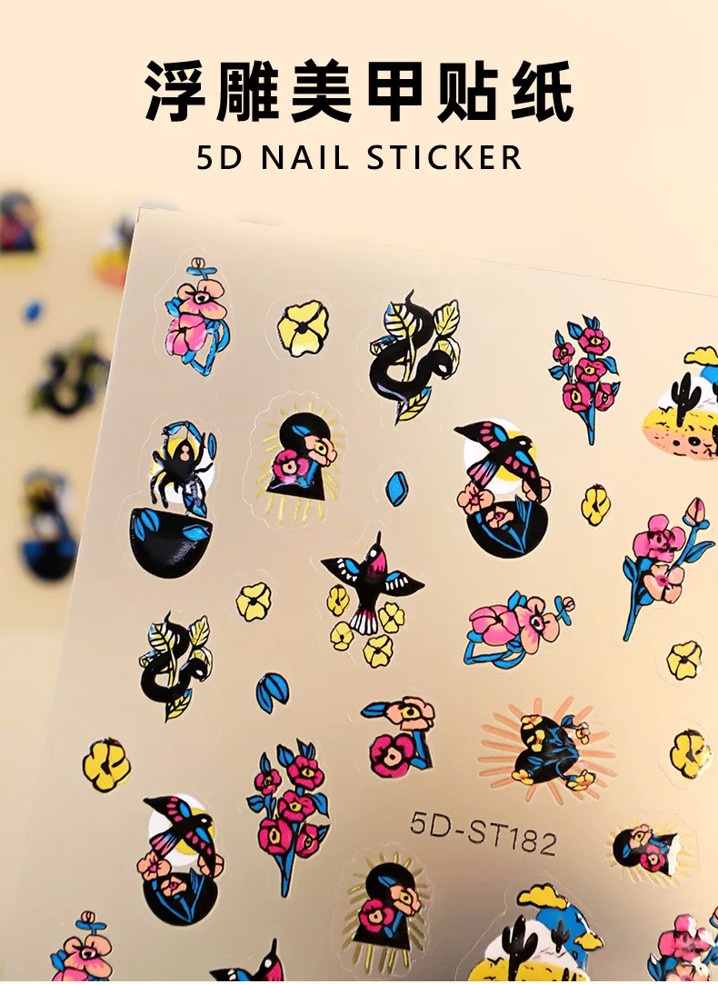 

5D Eagle & Desert Stickers - Tribal Snake/Spider/Flower Decals For Nails, Phone, Camera & Journal (Edgy Boho Style)