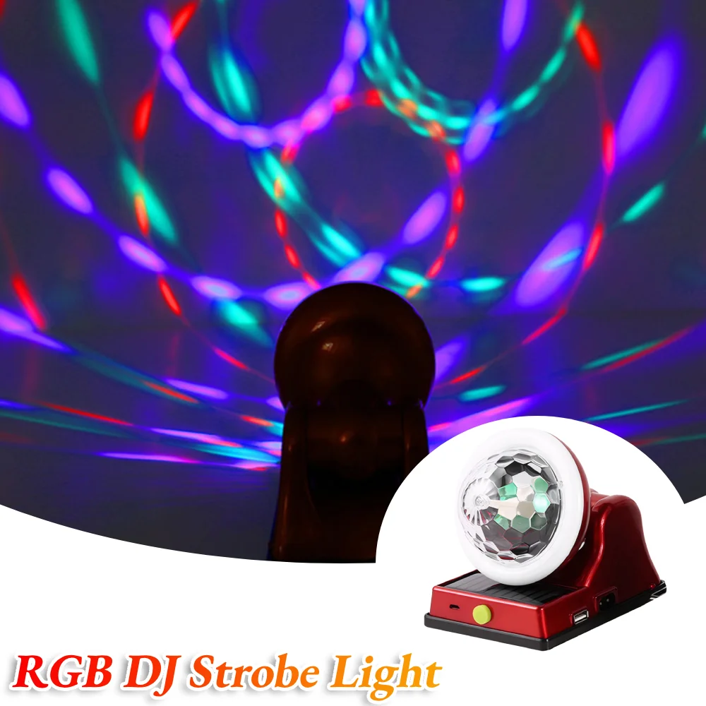 Disco Ball RGB DJ Strobe Light Rechargable Protable Voice Activated Solar Energy Rotating Stage Party Lights Magic Lamp Lighting