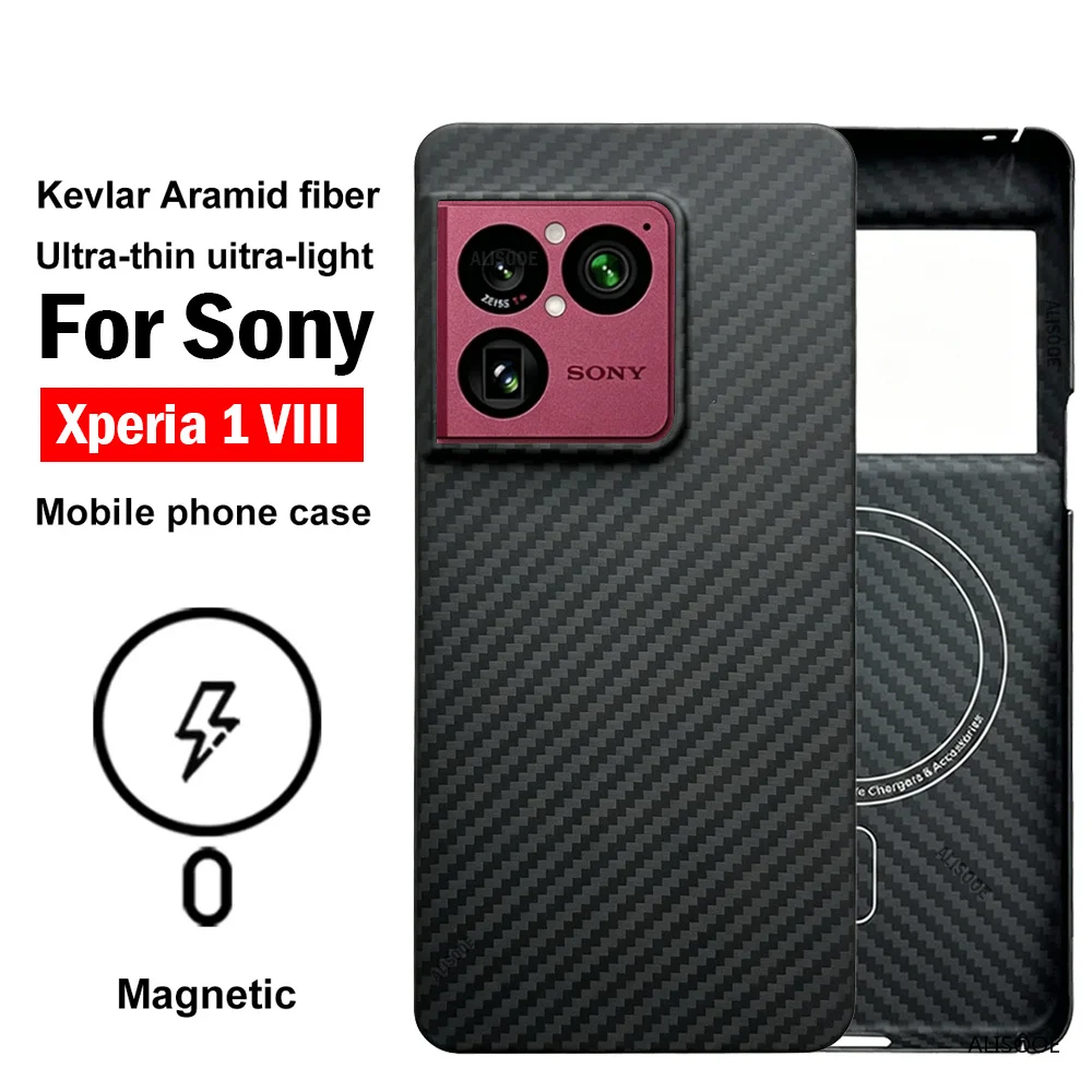 

Carbon Fiber Magnetic Funda for Sony Xperia 1 VIII Case Ultra Thin Aramid Fiber Matte Hard Cover Capa