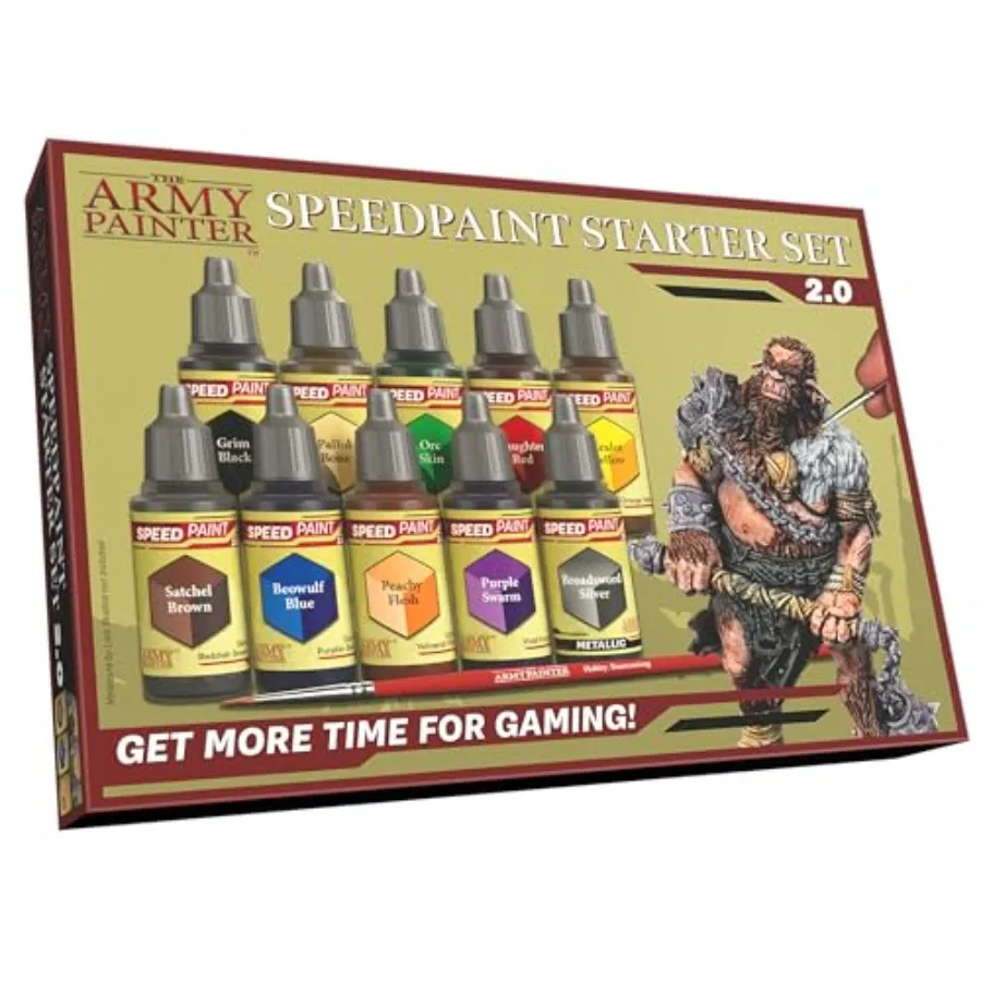 

, Speedpaint 2.0 Starter Paint Set, 10 x 18 ml Acrylic Contrast Paints incl. 1 Basecoating Brush for DnD and Warhammer Figures