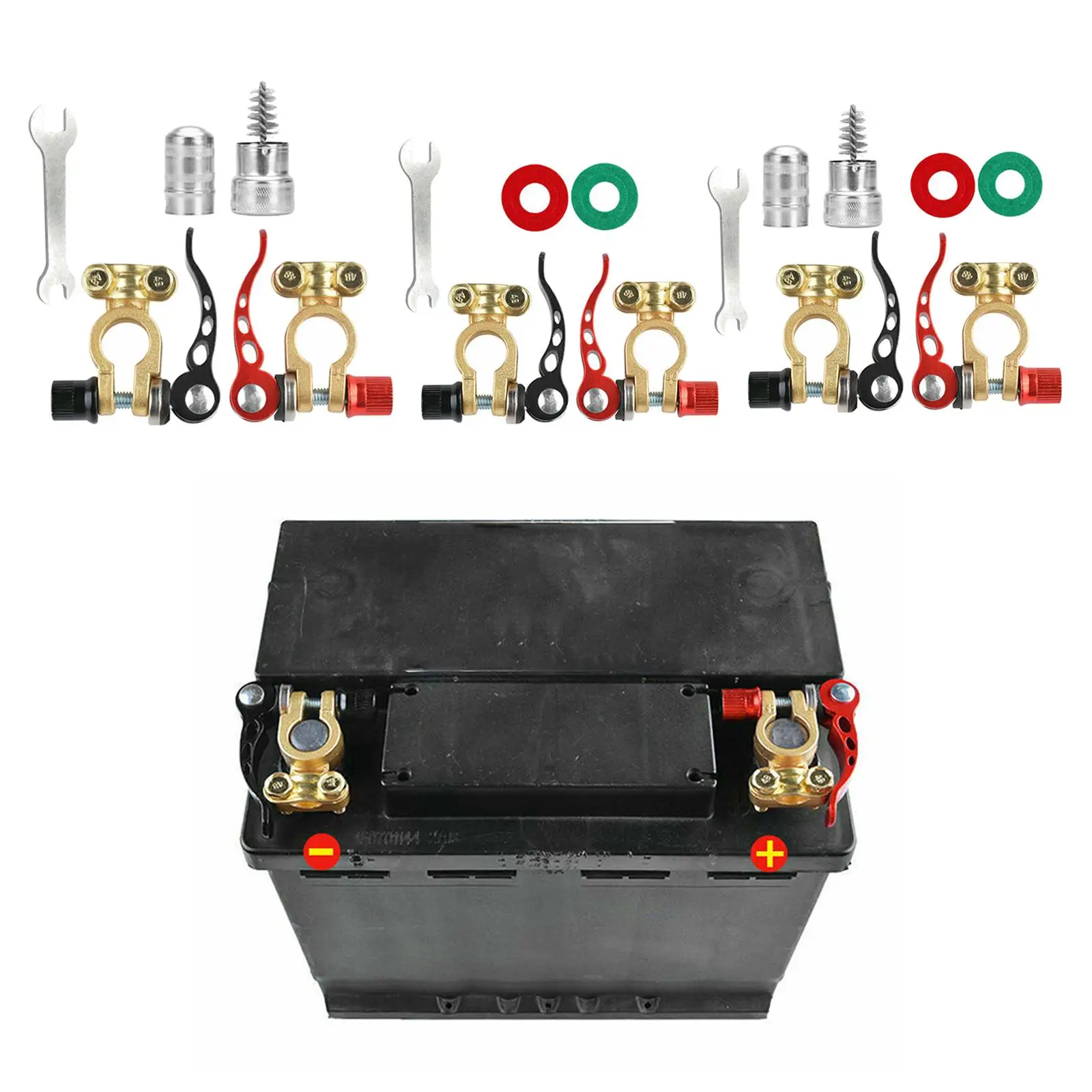 

Клеммы автомобильного аккумулятора с быстрым отключением, замена, чистая медь, отрицательный полюс