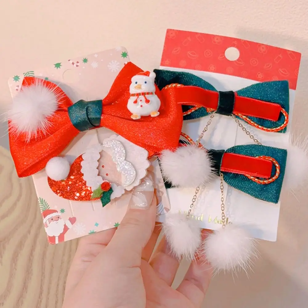 

Cute Han Clothes Accessories Antler Hairpin Headdress Headwear Christmas Hair Clip Duckbill Clip Bow Santa Claus Hairpin Girls