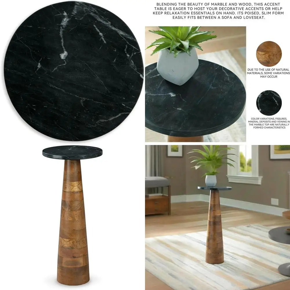 

Современный акцентный столик с мраморной столешницей, черный и светло-коричневый