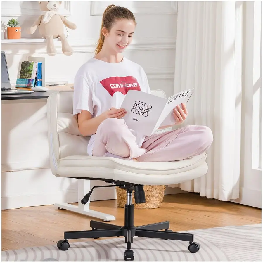 

Офисный стул на перекрестных ножках с колесами, офисный стул без подлокотников, современный туалетный столик, компьютерные рабочие стулья для домашней спальни, удобные