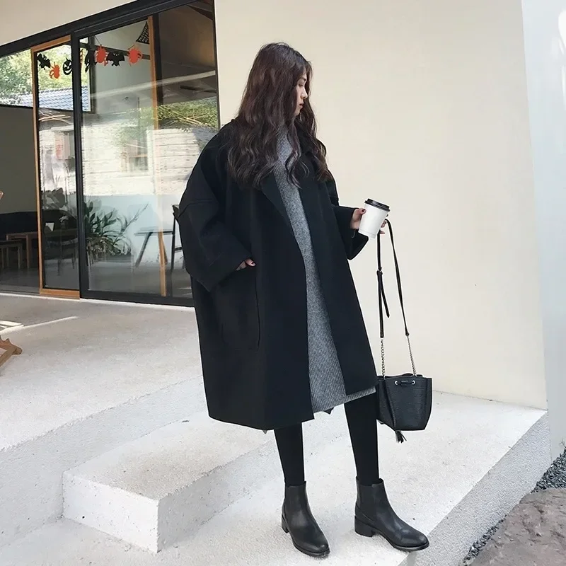 

Winter Wool Trench Coat Women Long Loose Versatile Overcoat New Fashion Outerwear