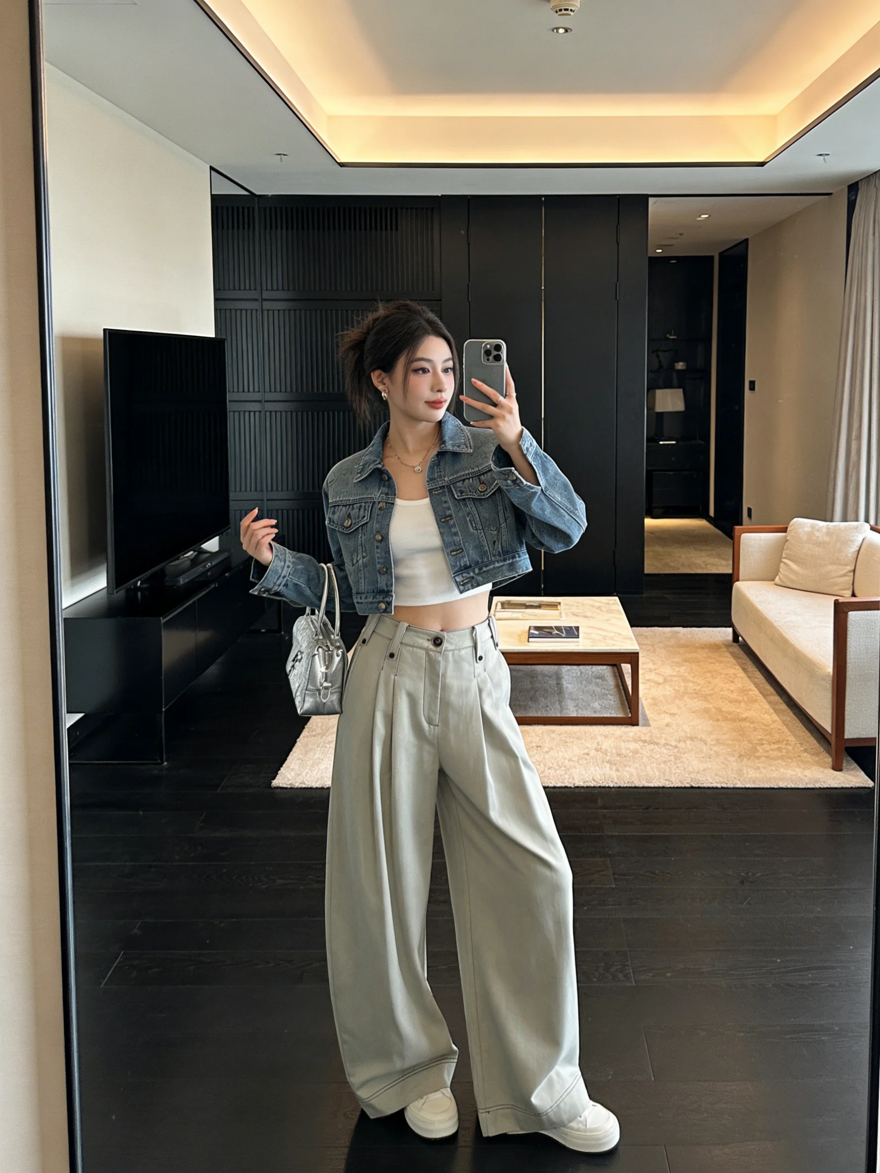 

High Waist Wide Leg Jeans Casual Versatile Korean Sle Spring 2026 New Arrival Slimming Knife Denim Pants for Women