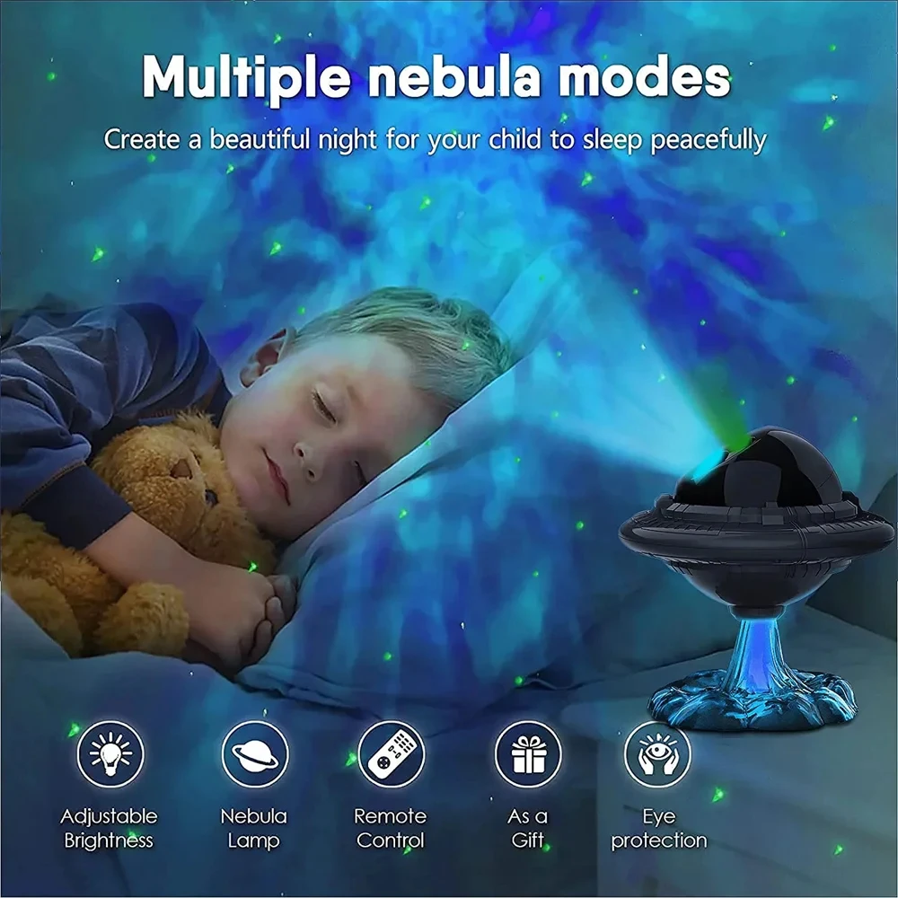 UFO Night Light Galaxy Projector Starry Sky Projector 360° Rotate Planetarium Night Lamp For Room Decorative Children Kids Gift