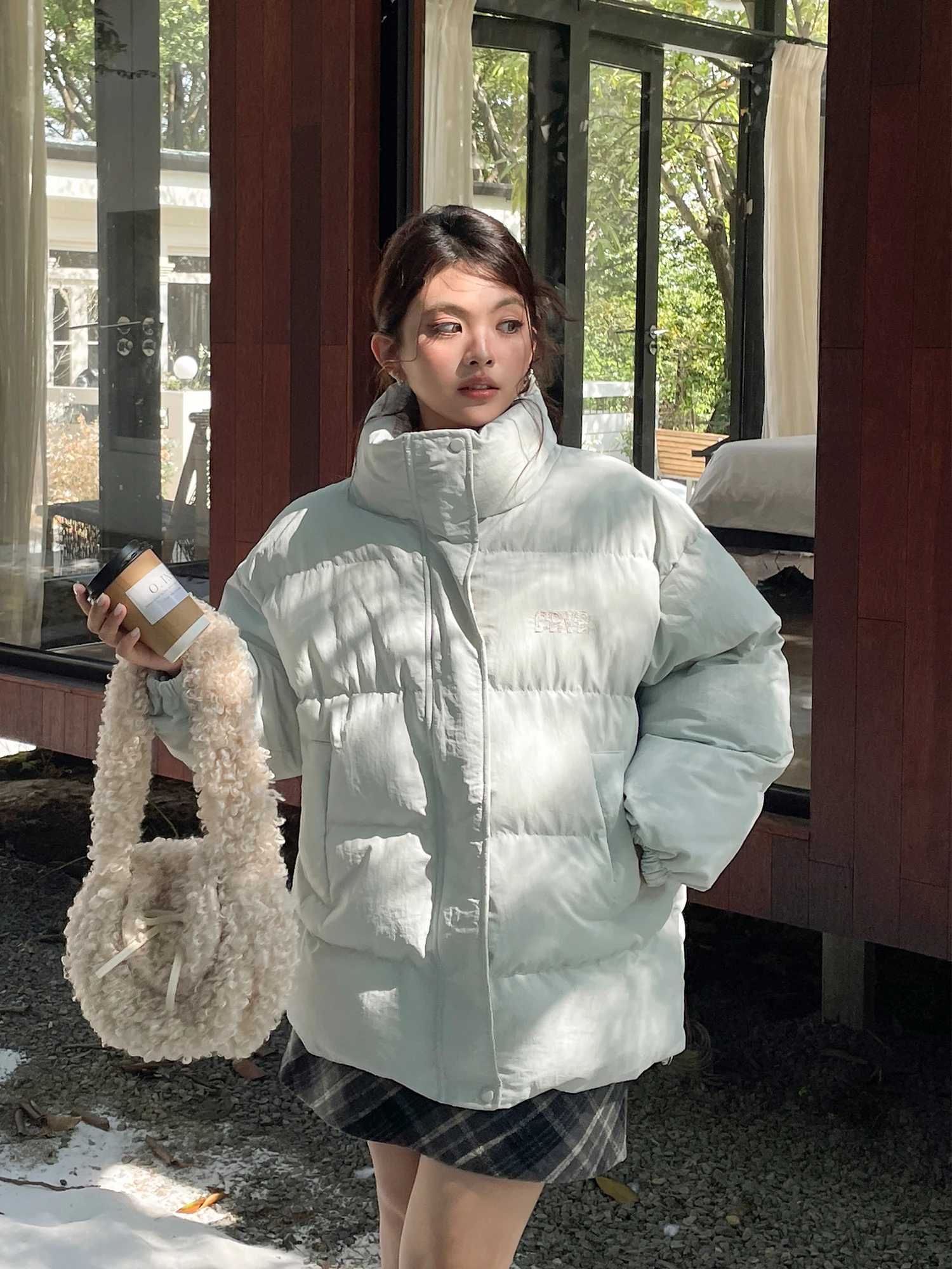 

plus Size Thiened High Collar Cotton Jaet Women's Winter Warm Bread Sle Clothes Meat Concealing Slimming Cotton Coat