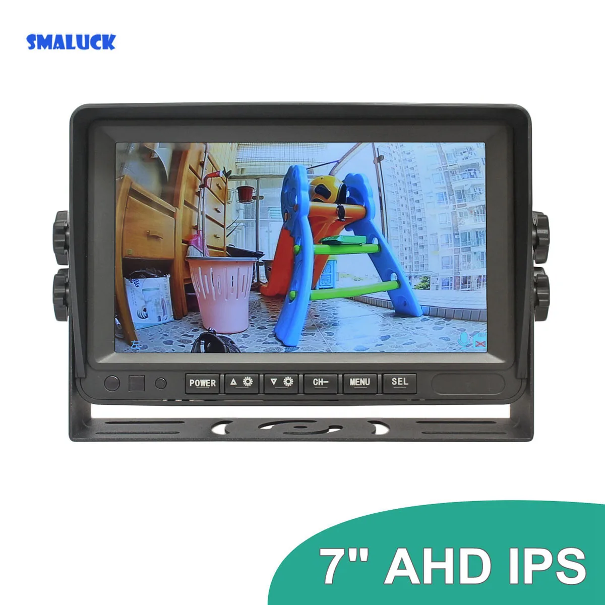 

SMALUCK 7inch AHD IPS Car Monitor Rear View Monitor Support 1080P AHD Camera with 2 x 4PIN Video Input 12V-24V DC