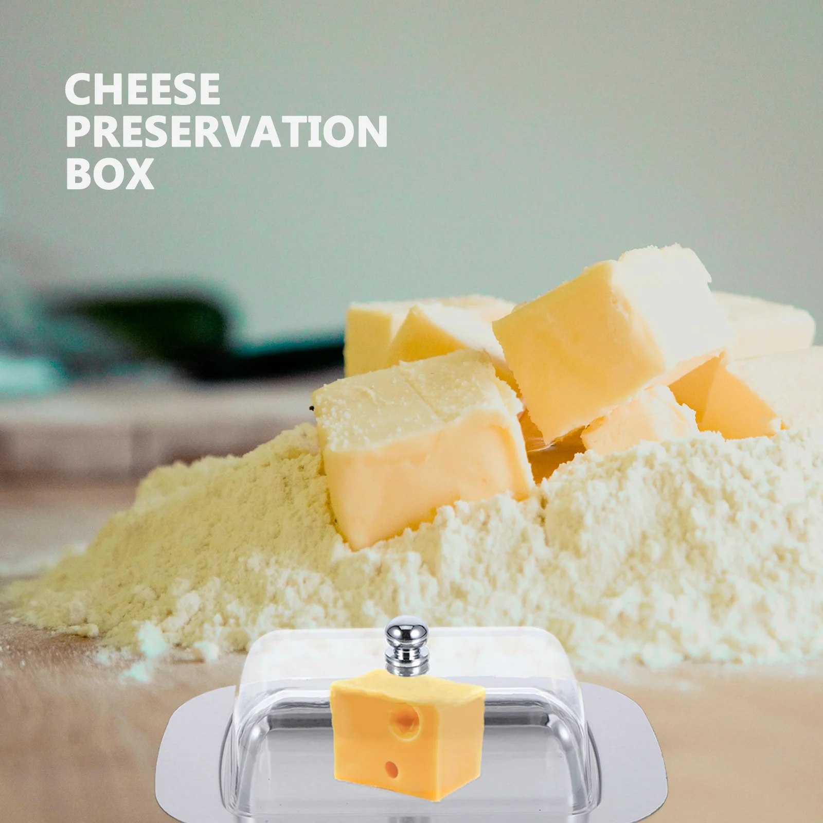 

1 Set Kitchen Box Lidded For Fridge Storage Cheese Container Stainless Steel Butter Dish With Lid Wide Butter Dish Cream Cheese