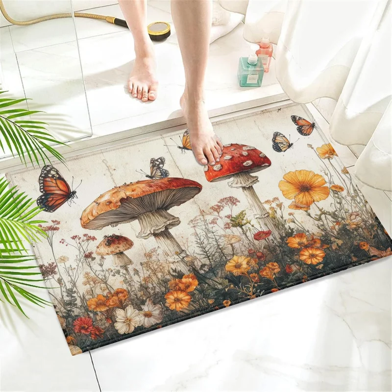 VIKAMA Realistic Coastal Shell Pebble Bath Mat Anti Slip Quick Dry Rug For Bathroom Door Balcony Beach Cottage Home Decor