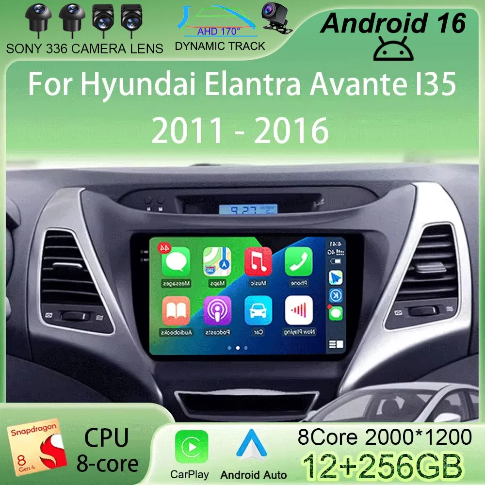 

Автомобильное радио с Android 16 для Hyundai Elantra Avante I35 2011-2016, мультимедийный плеер, GPS-навигация, 2 din, стерео, DVD