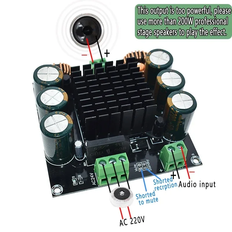 XH-M253 TDA8954TH Core BTL Mode HIFI Class 420W Digital Mono High Power Amplifier Board D3-003