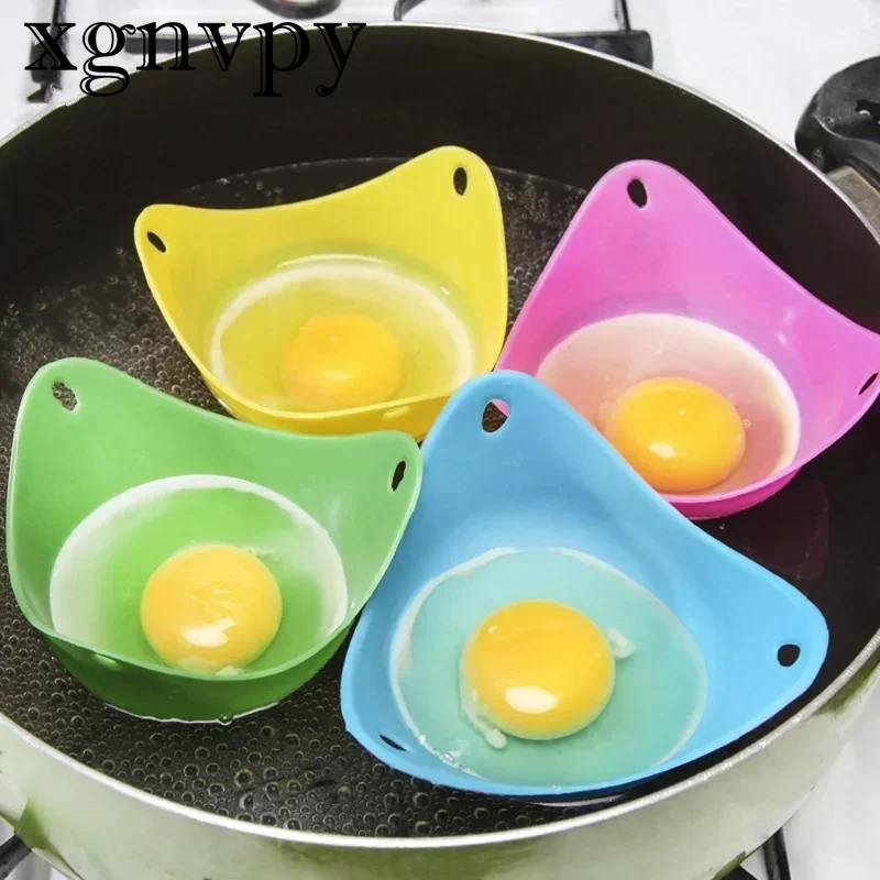 xgnvpy Green Red Blue Yellow Silicone Egg Steamer Holder Pan Mould Baking Tool Kitchen Gadget Practical Cooking Accessory 3PCS