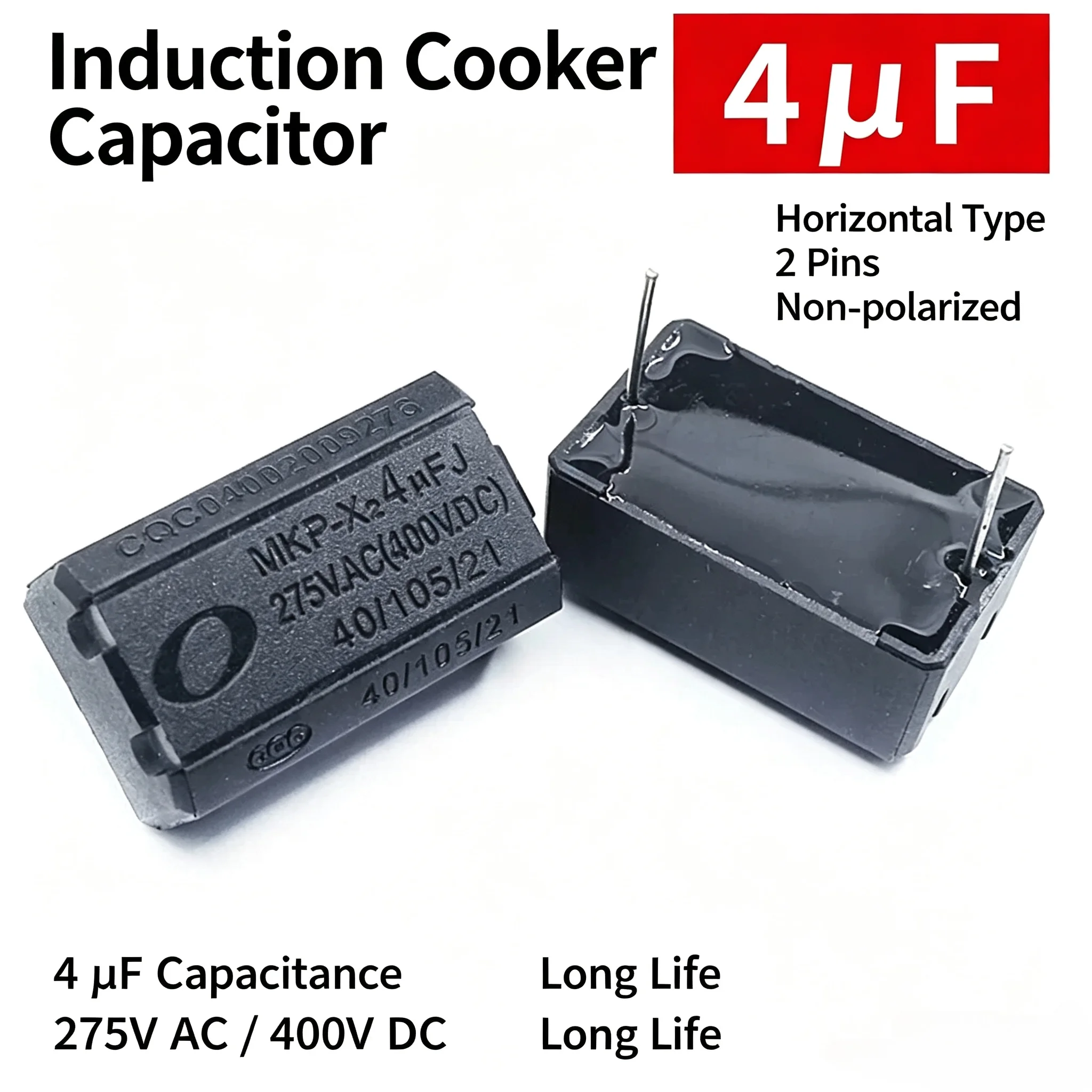 3PCS Horizontal Induction Cooker Capacitor MKP-X2 0.24UF/0.3UF/0.33UF/0.47UF/0.5UF/3UF/4UF/5UF/10UF275V400VHighVoltageInverter