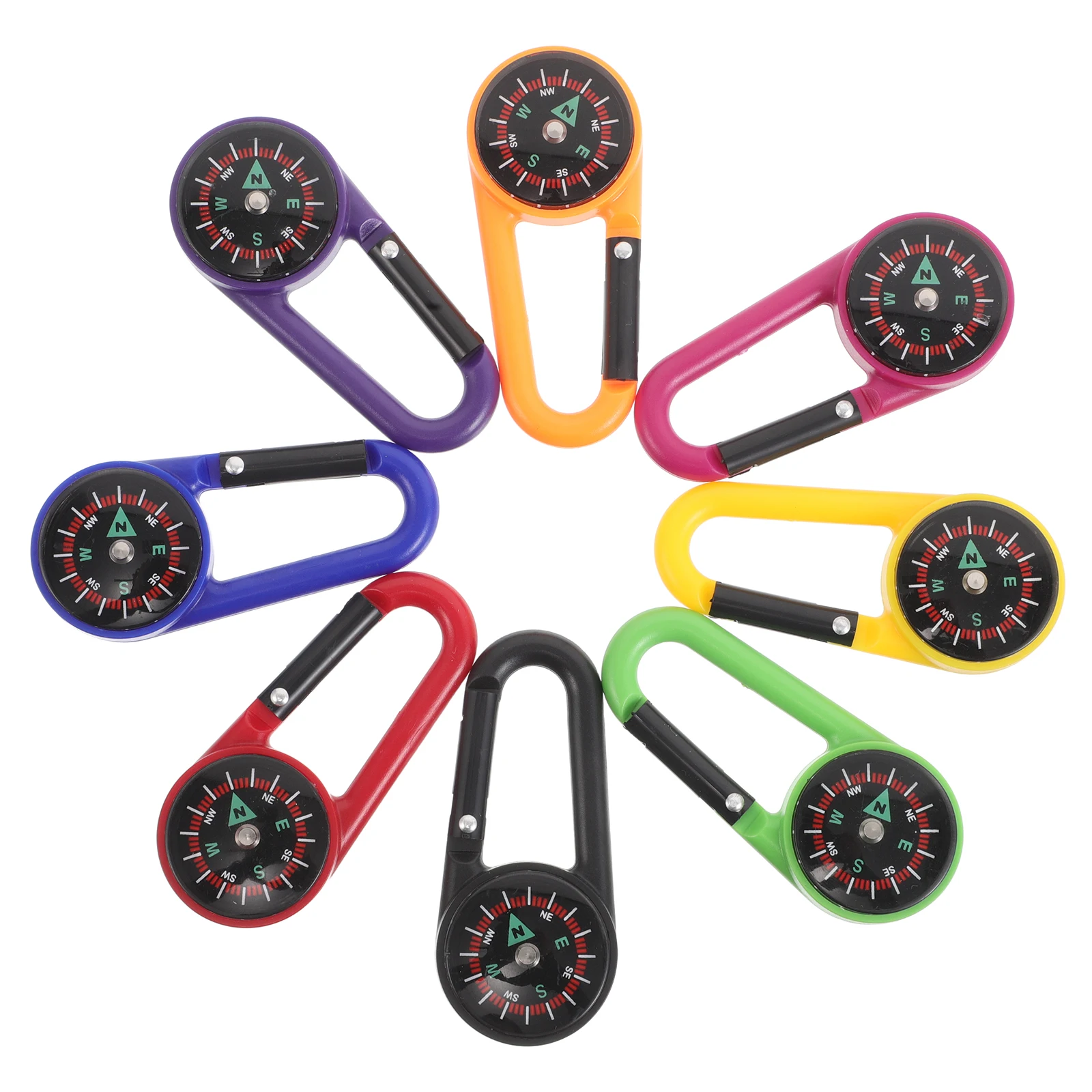 

8 Pcs Carabiner Compass Kids Key Chain Backpack Attachments Abs Buckle Luggage Tag Bracelet