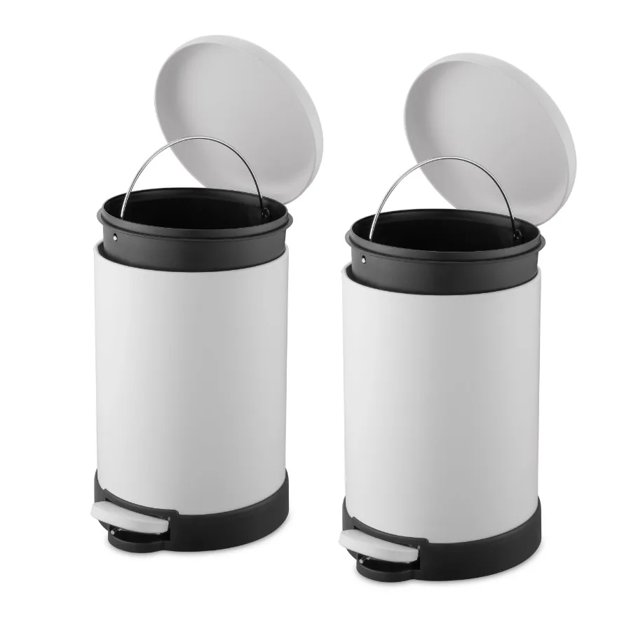 

Круглая мусорная урна с педалью, 1,6 галлона, матовая белая отделка, идеально подходит для кухни, ванной, офиса, для хранения, набор из 2 штук, прочная, долговечная.