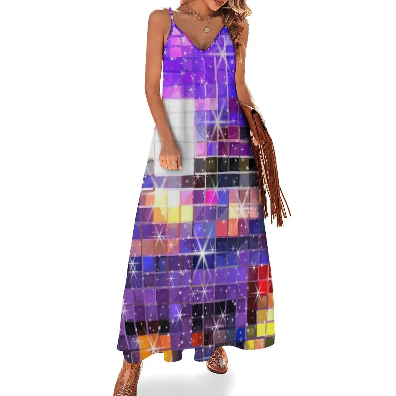 Twinkle 70s Disco Ball Pattern Sleeveless Dress dress for women summer ladies dresses for special occasion