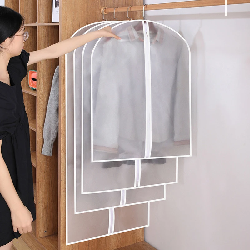 Clothes Hanging Dust Cover Clear Garment Bags Home Storage Bag Dress Suit Coat Dust Cover Wardrobe Hanging Clothing Organizers