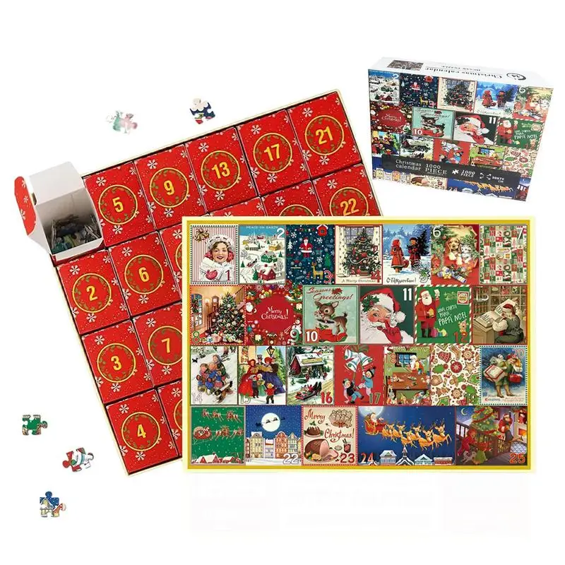 2023 Christmas Advent Calendar Jigsaw Puzzle 24 Days Countdown Calendars Blind Boxes Christmas Gifts New Year Puzzle For Adults