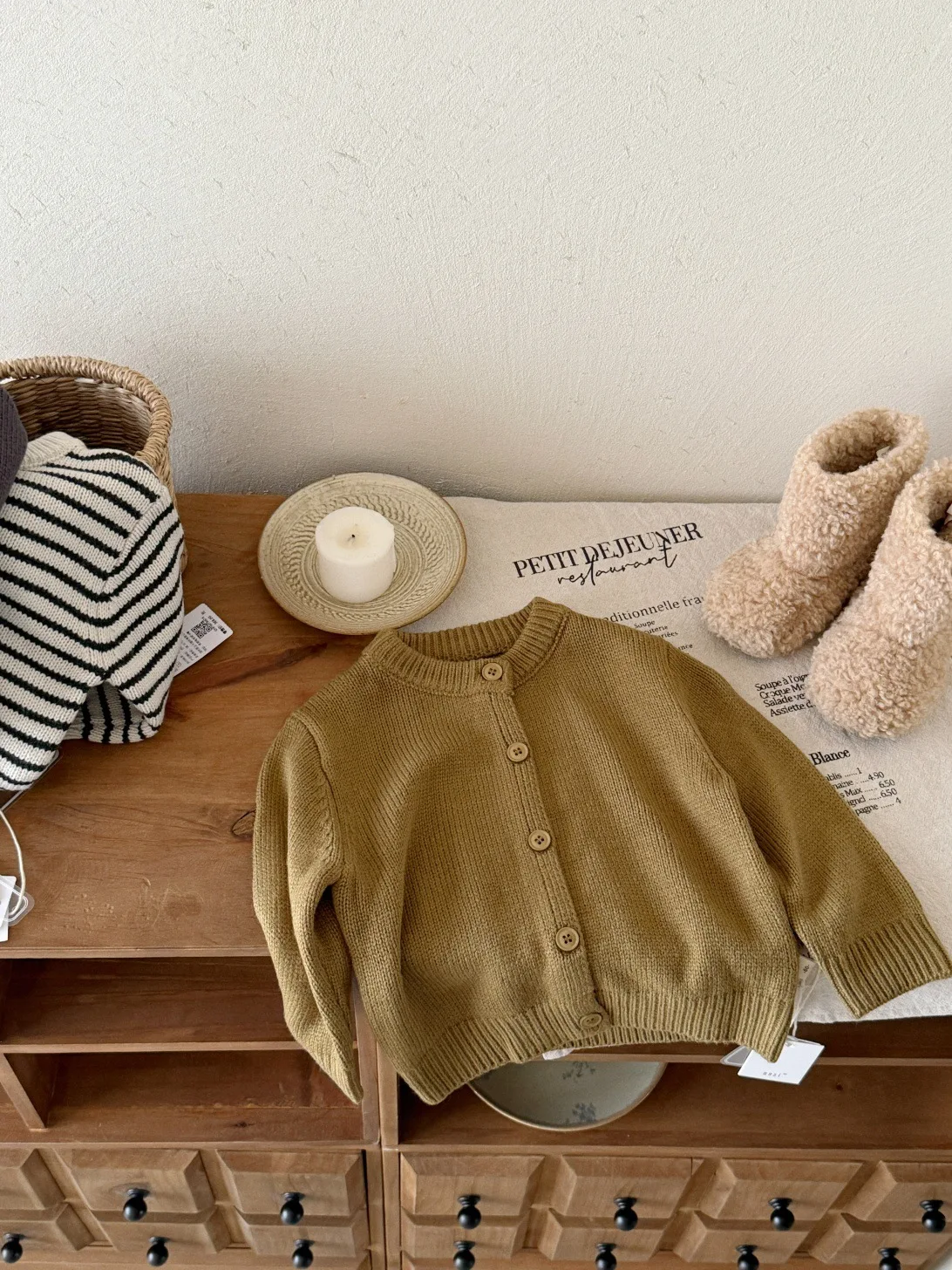 الرضع الفتيات سترة معطف طويل الأكمام الفتيان عادية مخطط تريكو ملابس الطفل 2025 الخريف جديد الأطفال سترة مشغولة من الصوف القطن #4