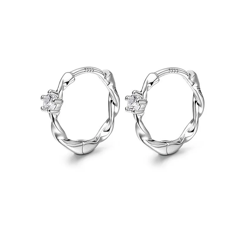Möbius-Streifen aus 925er-Sterlingsilber, Zirkon, gewellt, gedrehte Ohrringe, luxuriöse Damen-Verlobungszubehör, Schmuck, verhindert Allergien – Detail 5
