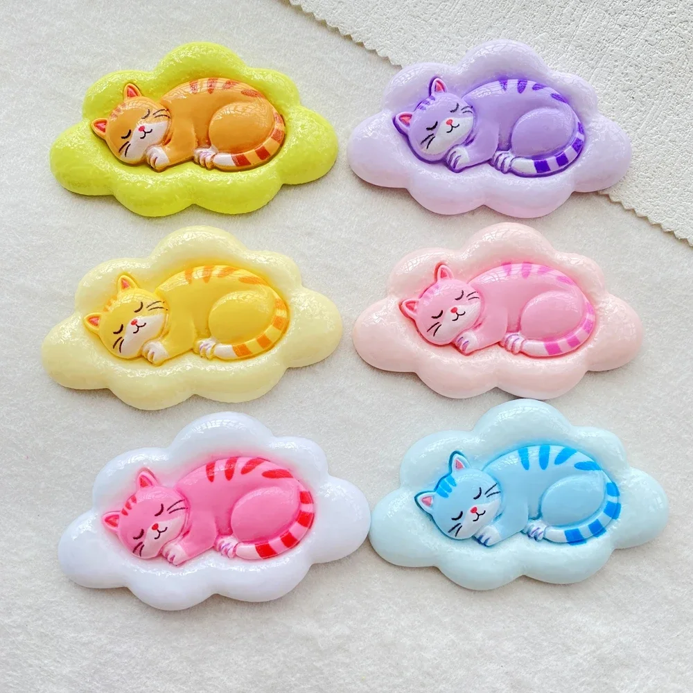 Figuras con parte posterior plana de gatito, nube de dibujos animados grandes de resina, para álbum de recortes, decoración de boda y accesorios para hacer joyas DIY, 4 Uds.