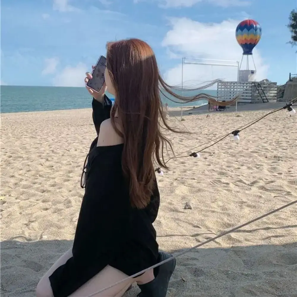 T-shirt ample Transparent pour Cover-Up pour Bikini, vêtements de plage d'été, chemises à fond uni, lavables et légers