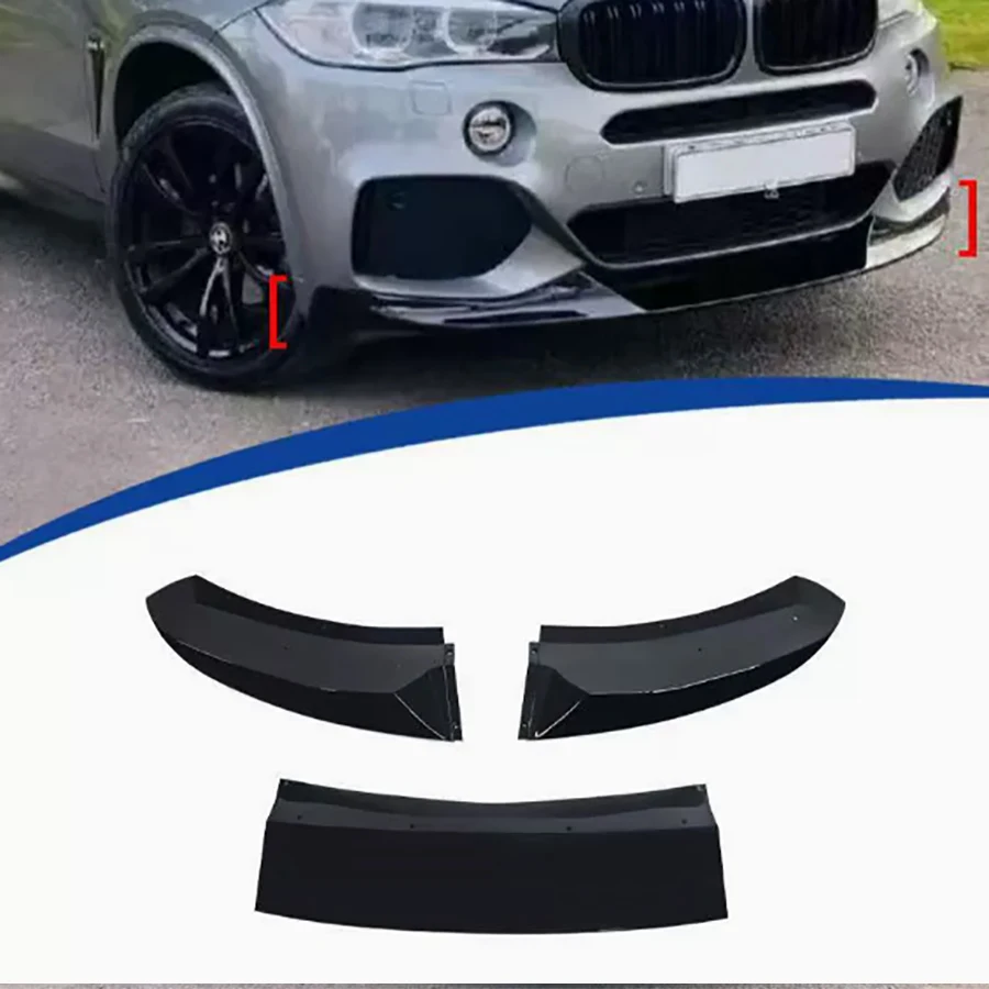 

For BMW X5 F15 2014-2019 Bright Black Car Front Bumper Lip glossy black Front lip Diffuser Front Chin Spoiler Body Kit