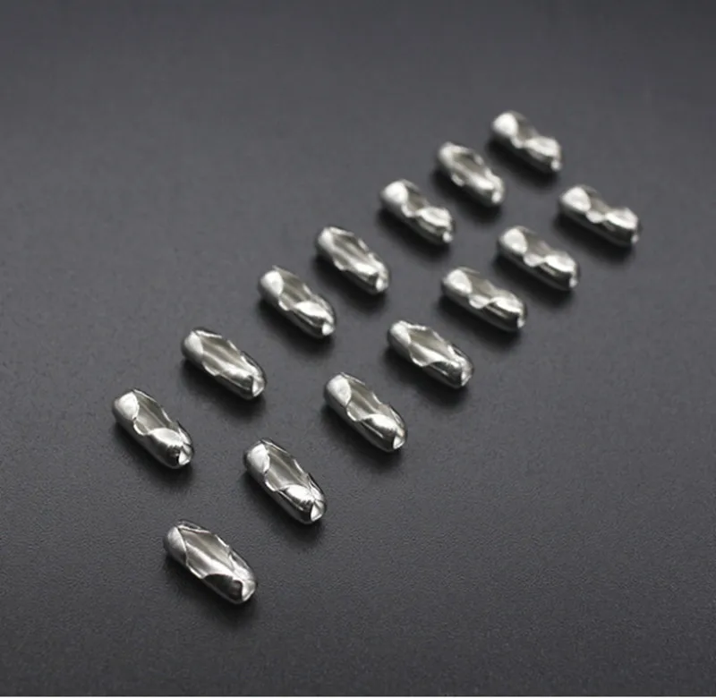 50pcs 1.5 2.0 2.5 3.2 mm Stainless Steel Ball Chain Connector Clasps End Beads Crimp For DIY Jewelry Making Finding Supplies