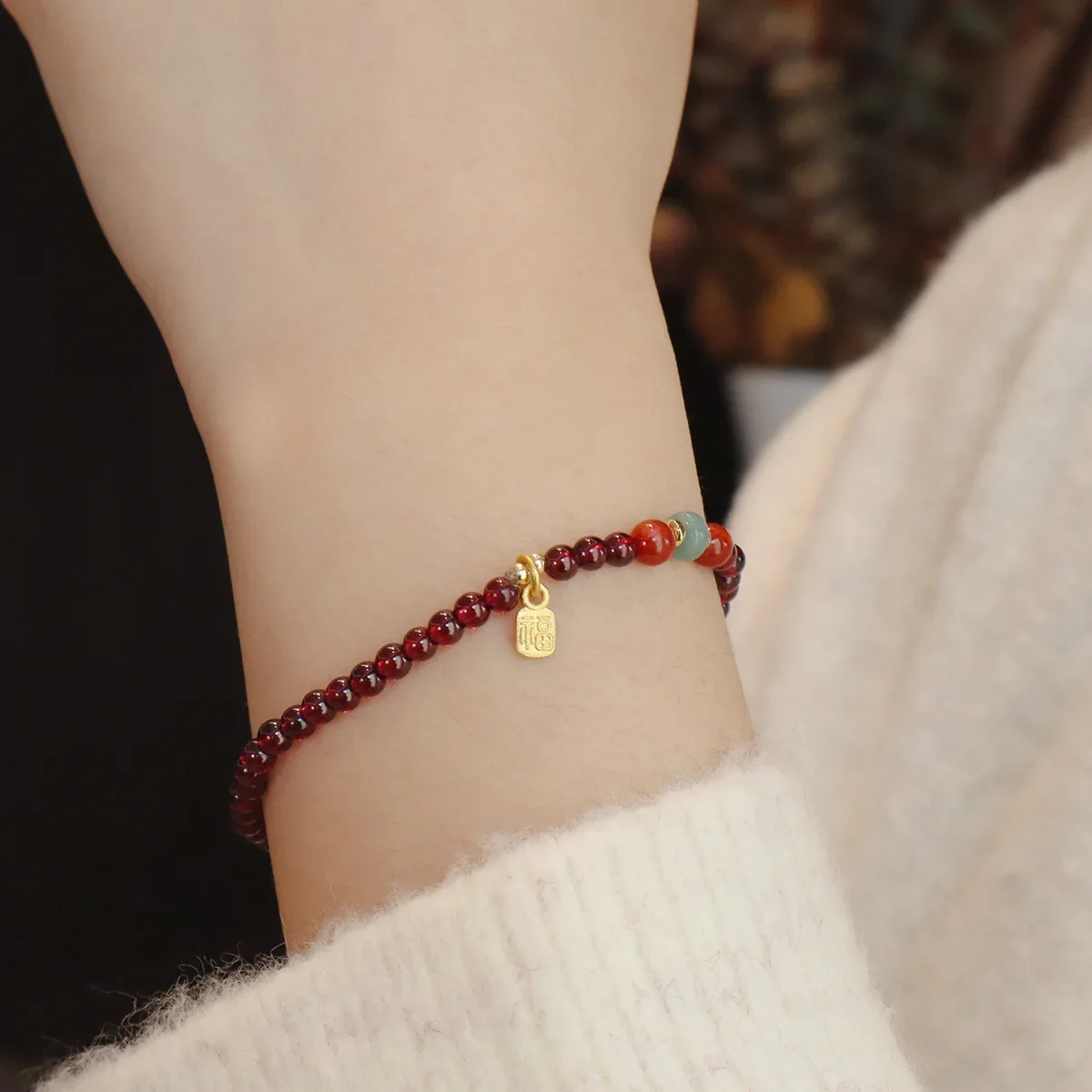 سوار من العقيق الأصلي مقاس 3 مم مع اليشم المائي والعقيق، أساور مطرزة بالذهب قابلة للتكديس للنساء، هدية كريستال شفاء 1420