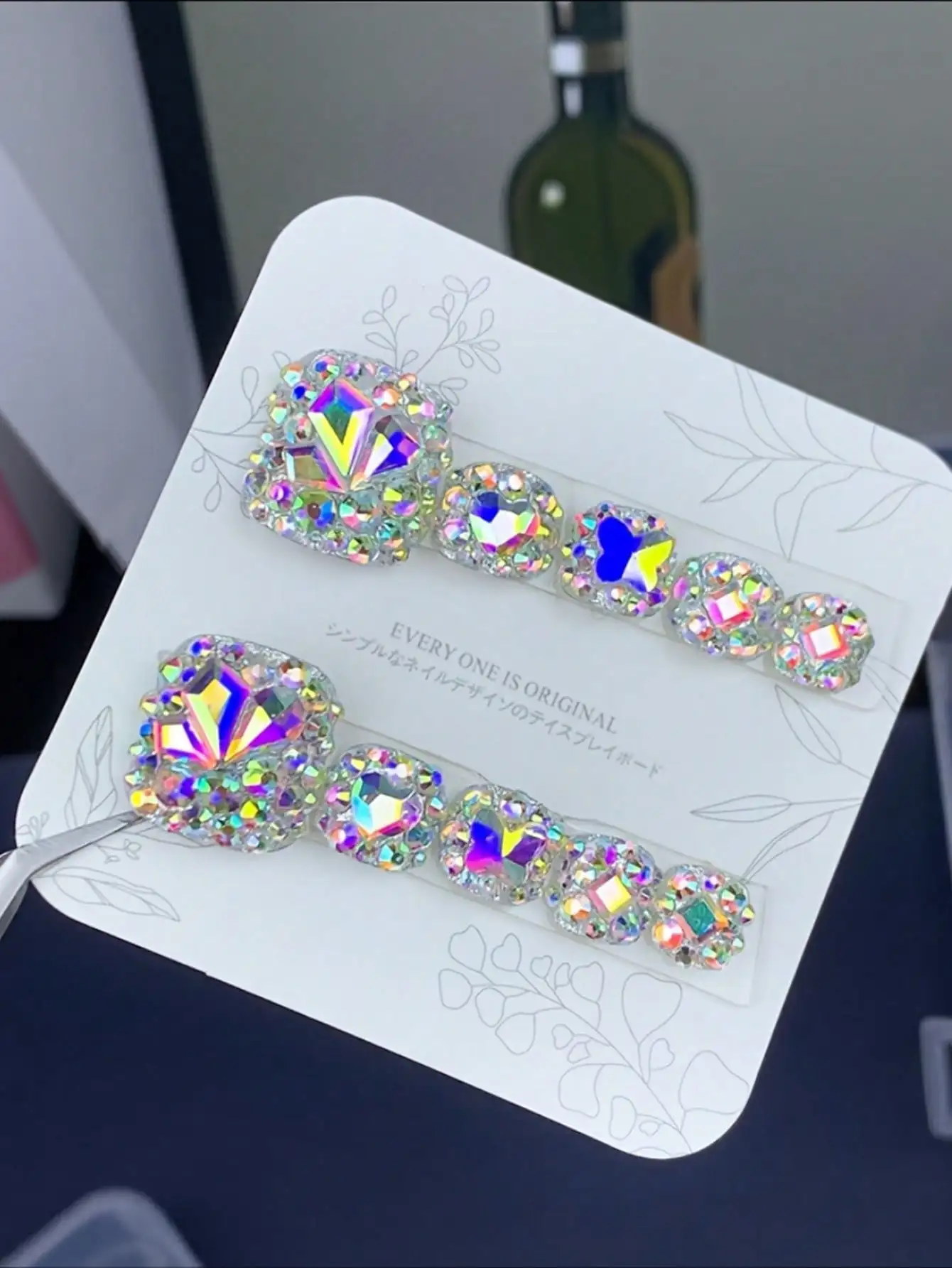 

1 Set 10 Pcs Of Sparkling Square Shaped Press On Toenails Embellished With Rhinestones Elegant Sexy Style For Women Banquet Toe Nails Nail Supplies Nails