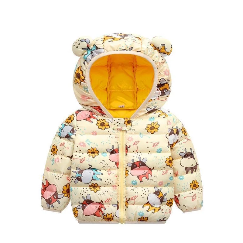 Children Coat Autumn Winter Thicken Jacket Boys Girls Solid Color Hooded Jackets Kids Parka Outerwear 2-6 Years