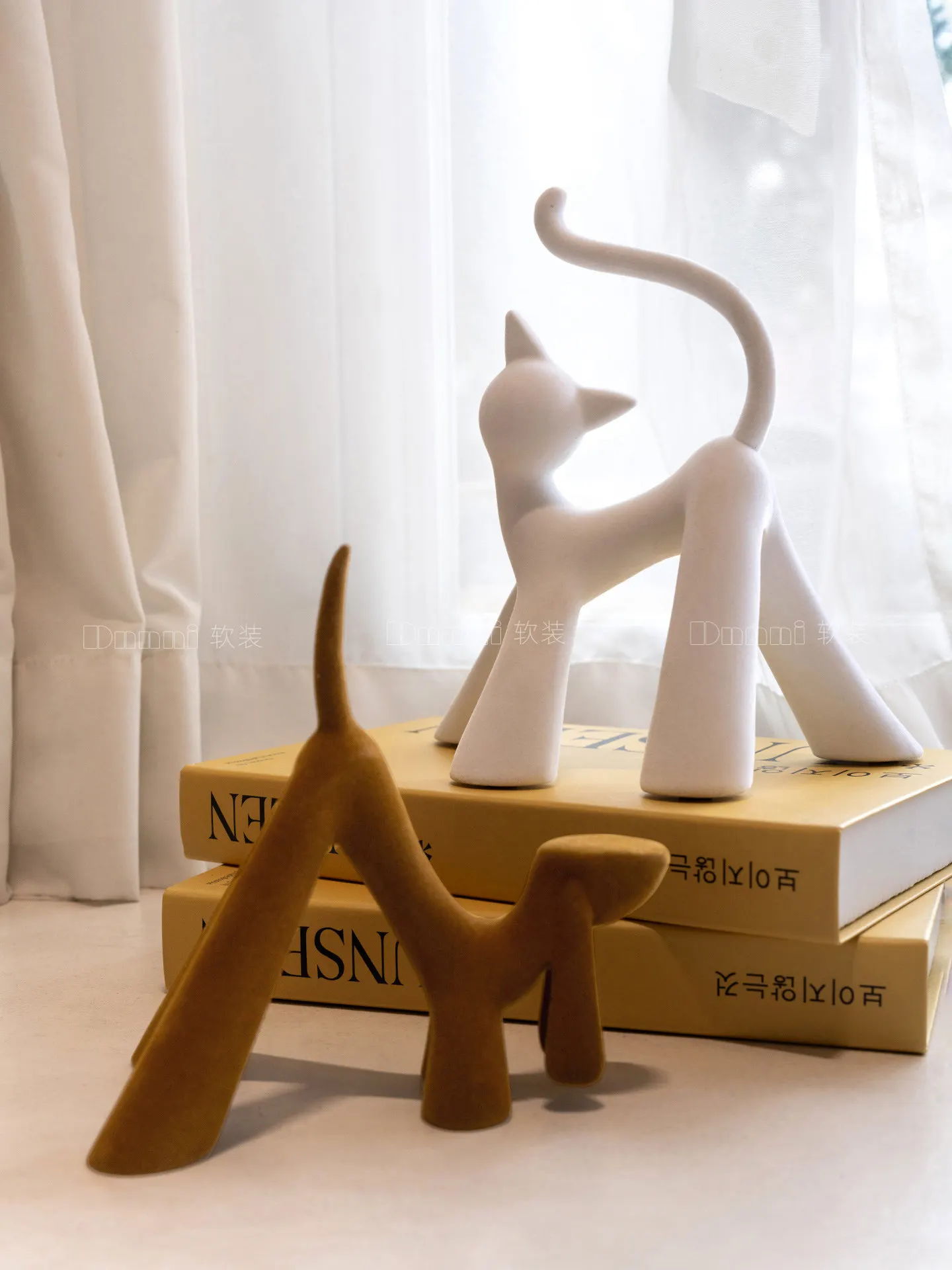 Kitten Puppy Ornament Soft Decoration Flocking Resin Model Room Bedroom Children's Room TV Cabinet Living Room