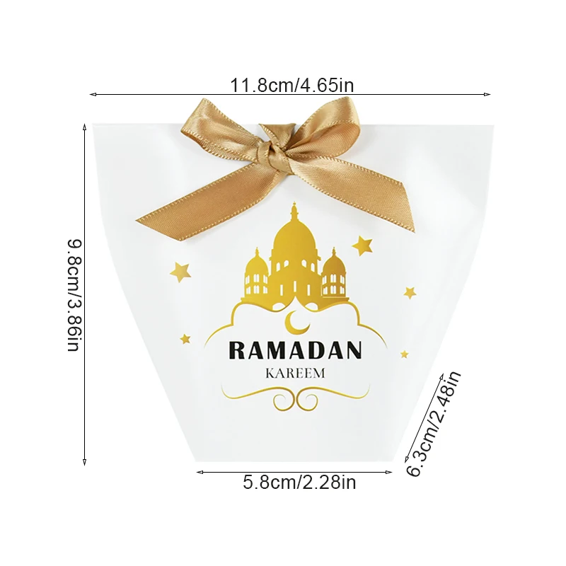 10pcs Eid Mubarak Moon Gift Box Ramadan Kareem Decorations 2025 For Home Islamic Muslim Eid Al-Fitr Party Favors Candy Gift Box