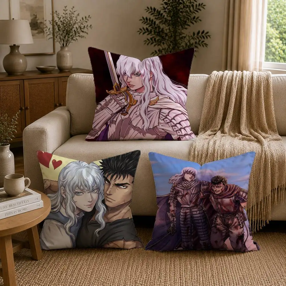 cartoon Griffith Guts Berserk Pillow Case for Sofa Living Room Home office Decor Protective Cover