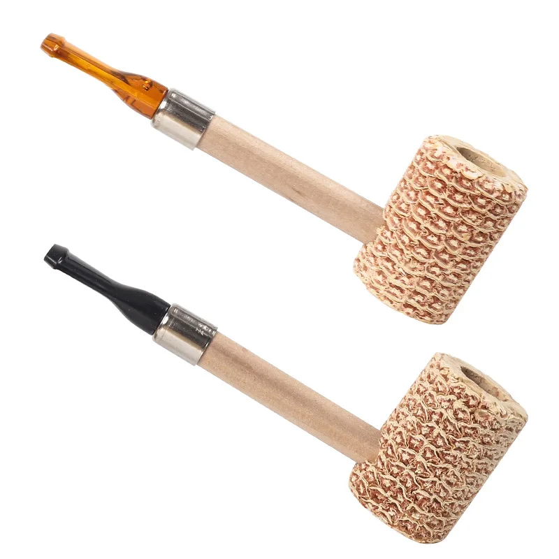 Portable and Removable Tobacco Pipe, Natural Corn Pipes, Disposable Straight Type, Creative Oval, Medium Corn Pipe, 1Pc