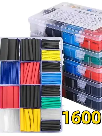 1600/127pcs Heat-shrink Tubing Thermoresistant Tube Heat Shrink Wrapping Kit Electrical Connection Wire Insulation Sleeving