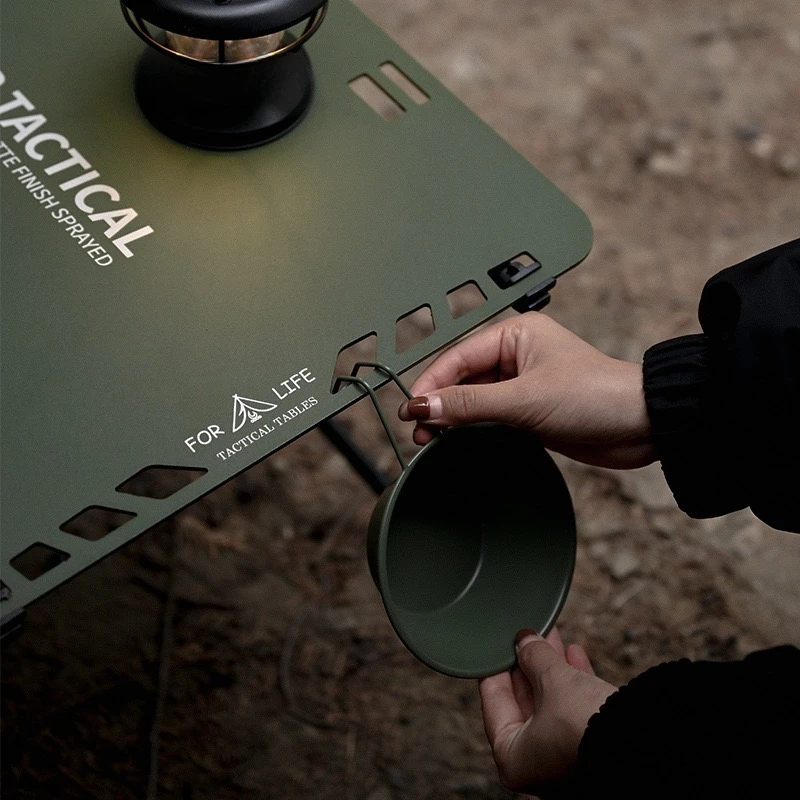 Tactical Folding Table Portable Multifunctional Combination Table Lightweight Aluminium Alloy Picnic Camp Table Army Green Style