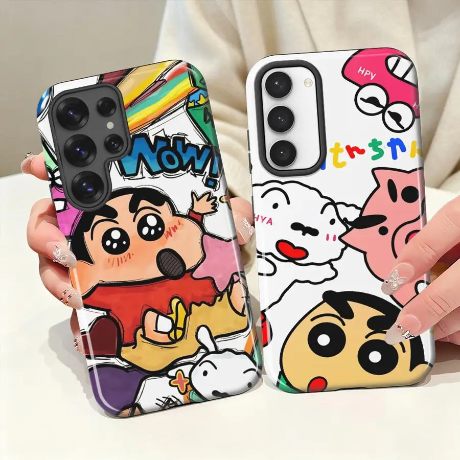 Phone Case for Samsung Galaxy S26 A56 S25Ultra A36 S20 FE S23Ultra S23 A26 A16 S24 Ultra Soft Cover Capa C-Crayon S-ShinChan