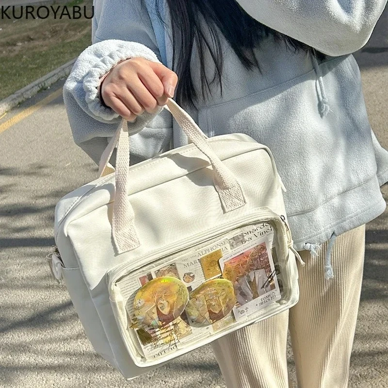 

2025 New Cute Canvas School Bags Girls Display Crossbody Bags Japanese Fashion Y2k Bag Sweet Preppy Style Backpacks Transparent