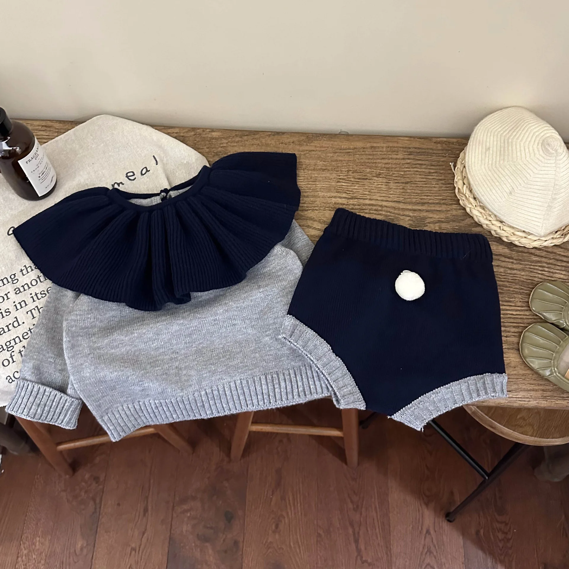 Spring Autumn Girls Clothes Sets Knit Sweater Shorts Two-piece Set Toddler Baby Girl Outfit Set for 0-3years Children's Clothing 3