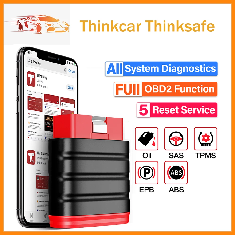 2022 Thinkcar Thinksafe OBD2 Scanner Full System Code Reader Scan 5 Reset OBD 2 Diagnostic Tools PK THINKCAR PRO dbscar thinkdia