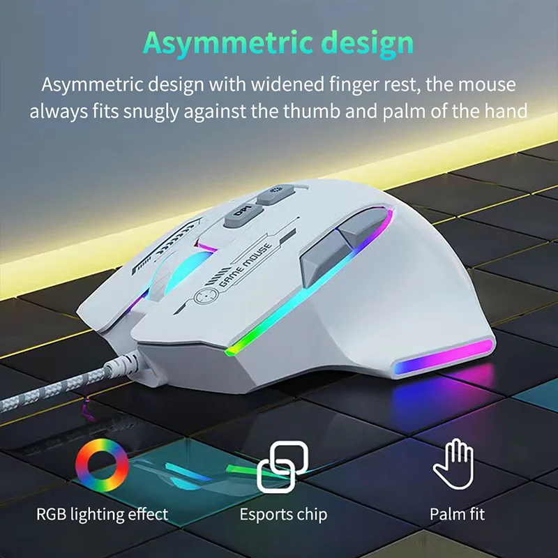 Acer Gaming Mouse Omw950 Rgb Luminous 7200Dpi Home Office 7-Key Macro Programming Wired Mouse For Desktop Computers Laptop PC