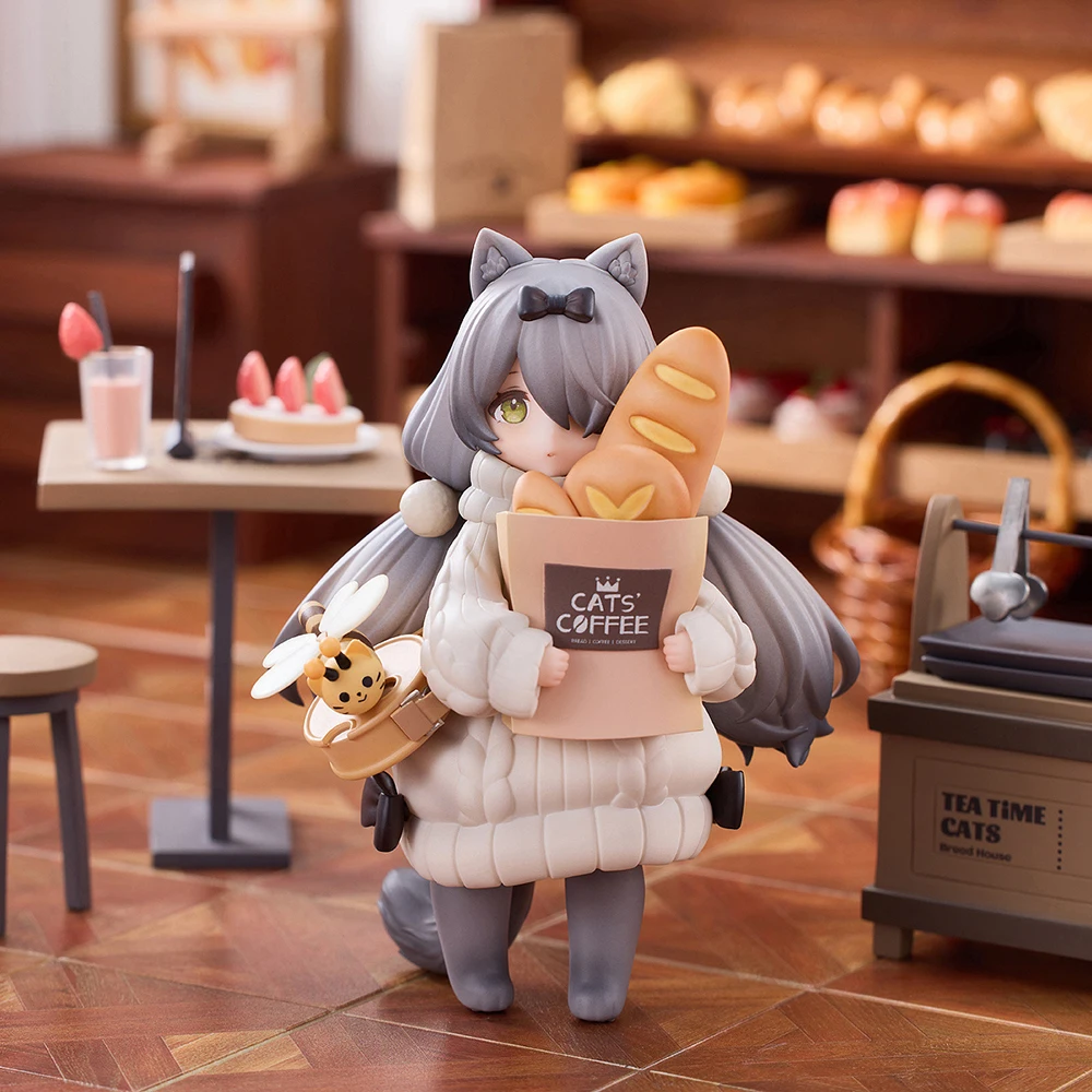 ฟิกเกอร์อนิเมะชุดแมวในช่วงช่วงเวลาพักดื่มชา DLC Series ของ RIBOSE  ฉาก Meow Town Bakery  ชุดพนักงานและลูกค้า ขนาด 12 ซม. ของเล่นสะสม ของขวัญ