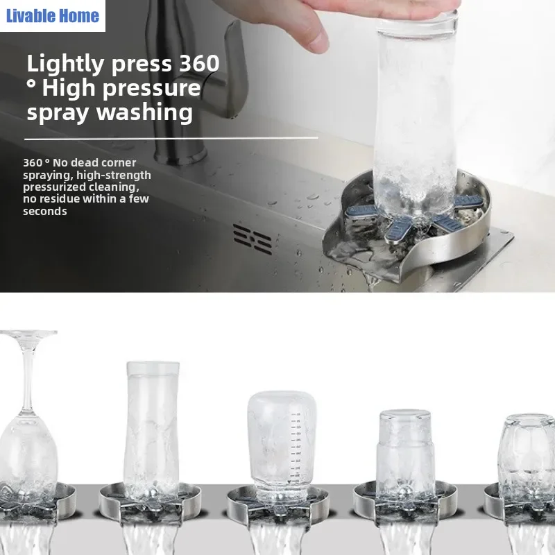 Faucet Glass Rinser High Pressure Cup Washer For Kitchen Sink Glass Beer Coffee Milk Tea Cup Cleaner Bar Accessories Clean Tool