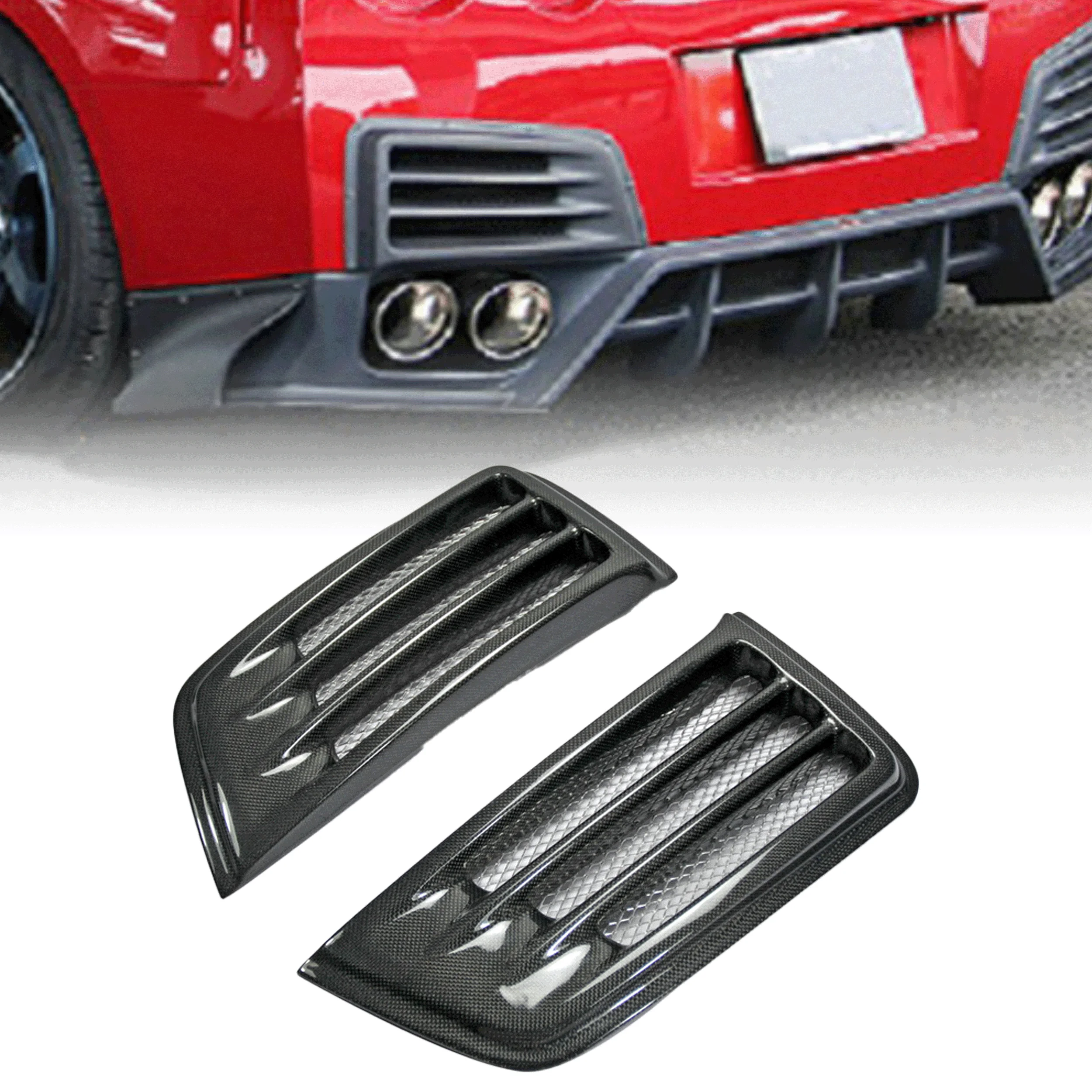 

R35 GTR 08-16 CS Style Rear Bumper Duct Carbon Fiber Air Vent in Glossy Fibre Auto Parts