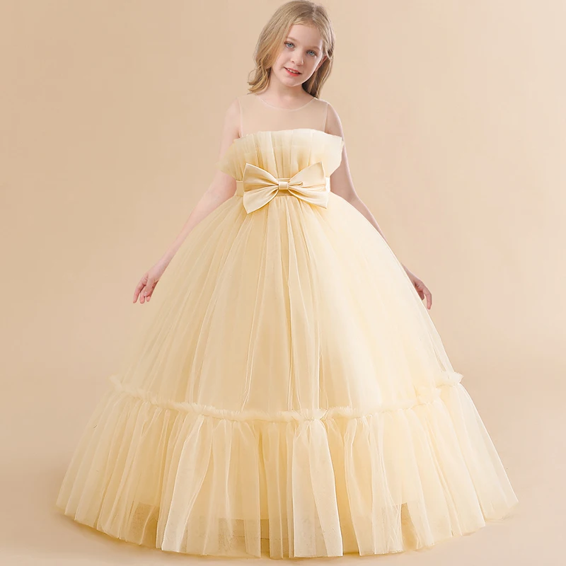 Formal A-line Party Dress For Girls Children Costume Sleeveless Princess Dresses Girl Dress Elegant Lace Wedding Gown