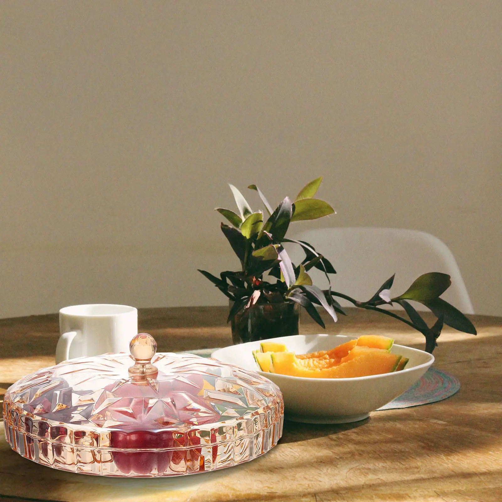 

Covered Fruit Snack Box Premium Plastic Compartment Storage Container for Dry Nuts Candies Party Serving European Style